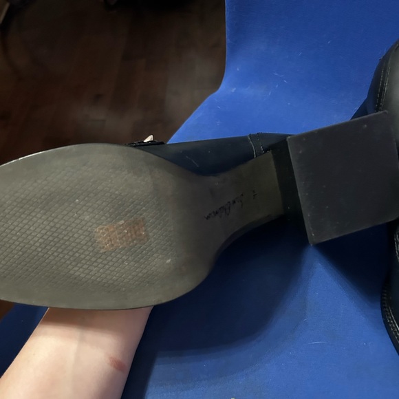 Sam Edelman Quincy Black Squared Toe Stacked High Heel Slip On Fashion Loafers - Picture 6 of 12